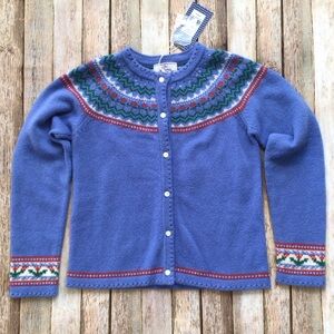 NWT Classic Prep Childrenswear CPC Lambs Wool Fair Isle Cardigan